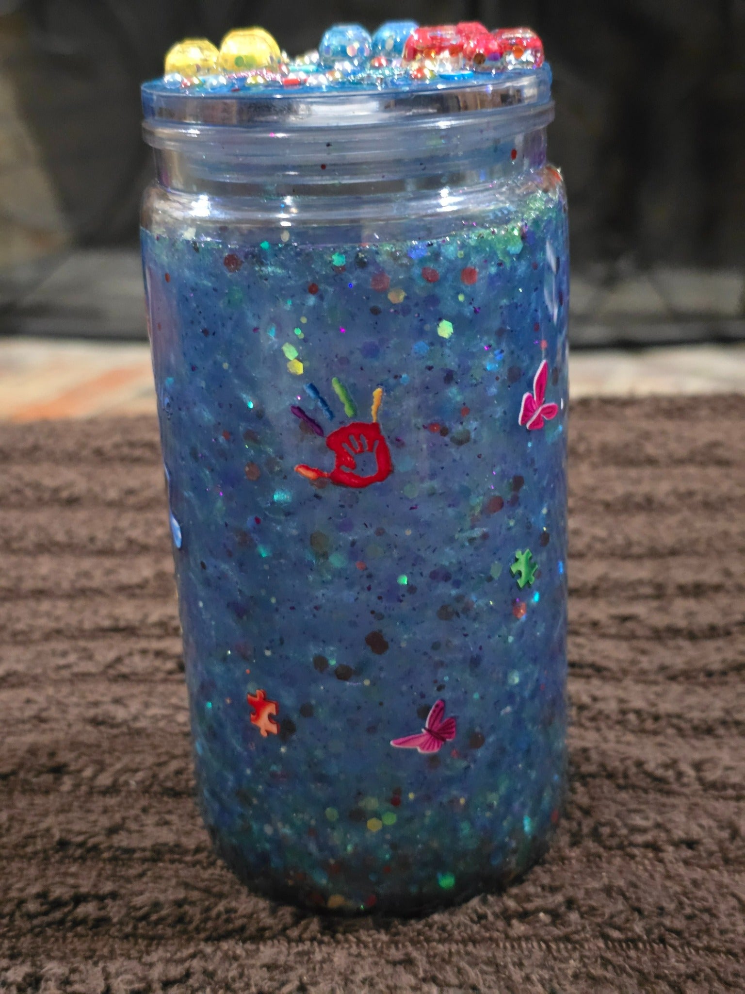 16oz Acrylic "Totally Intelligent Sometimes Mysterious Autism" Snow Globe Tumbler