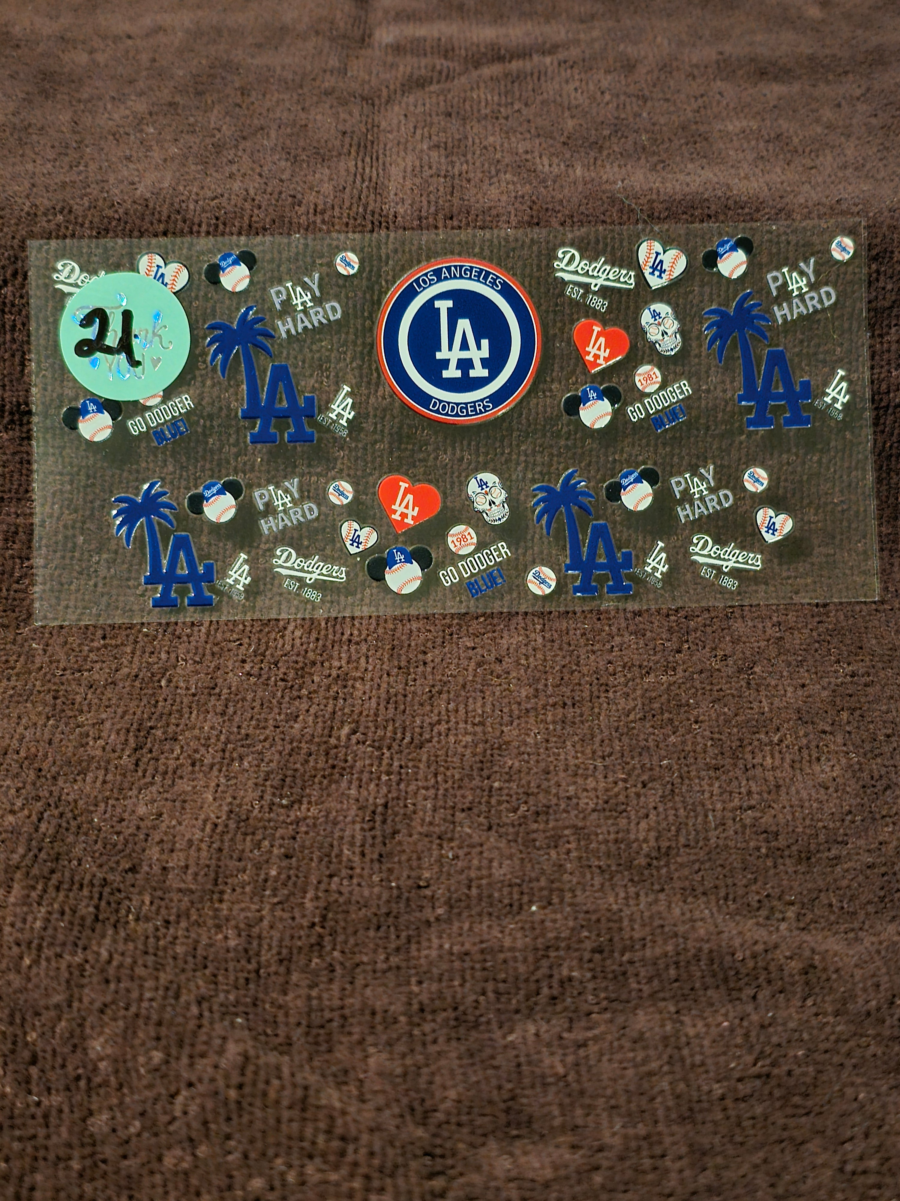#21 Los Angeles Dodgers Baseball -   3 oz Mini Tumbler Decal
