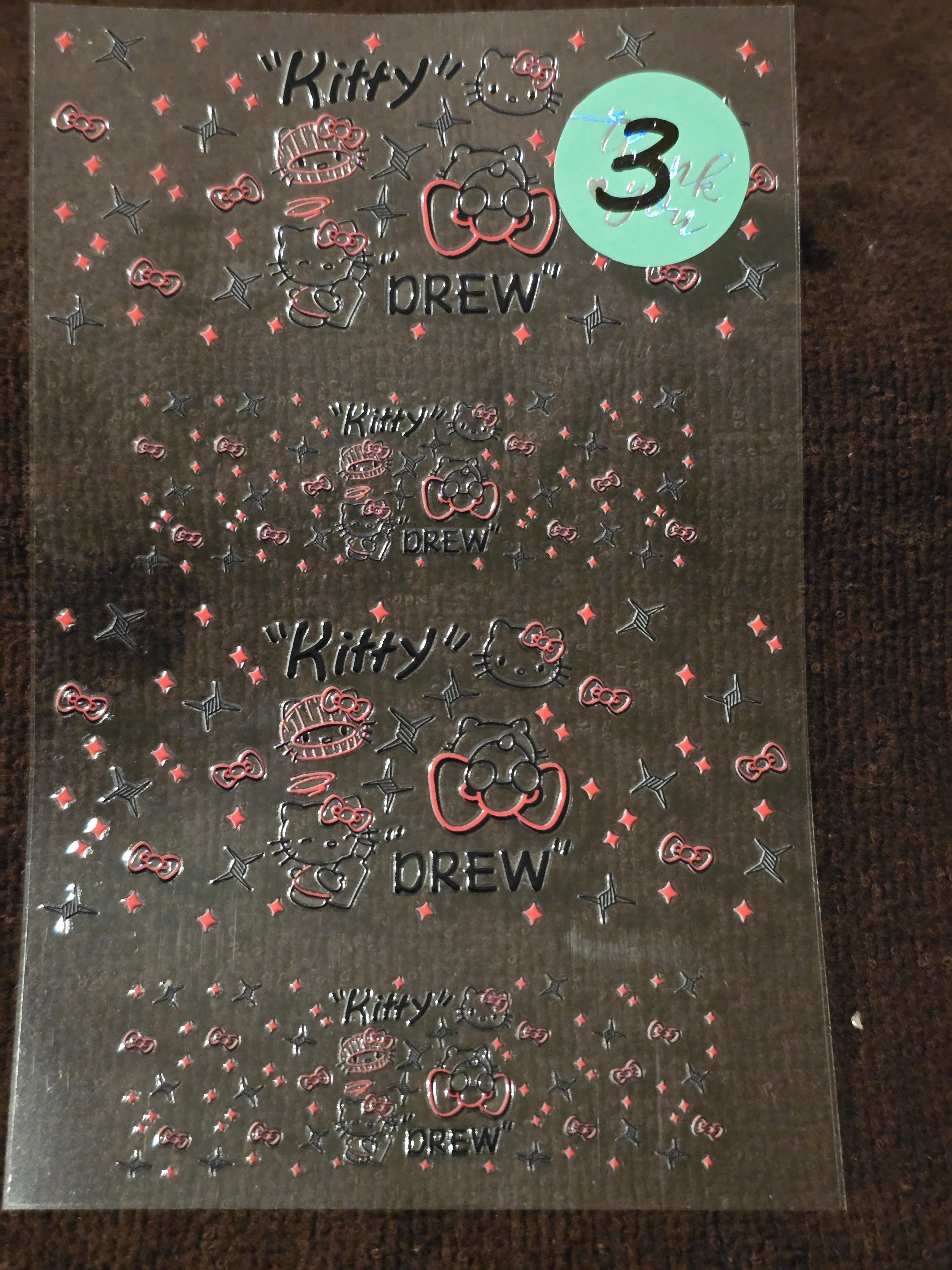 #3 Kitty-Inspired Personalized Design - 3 oz Mini Tumbler Decal