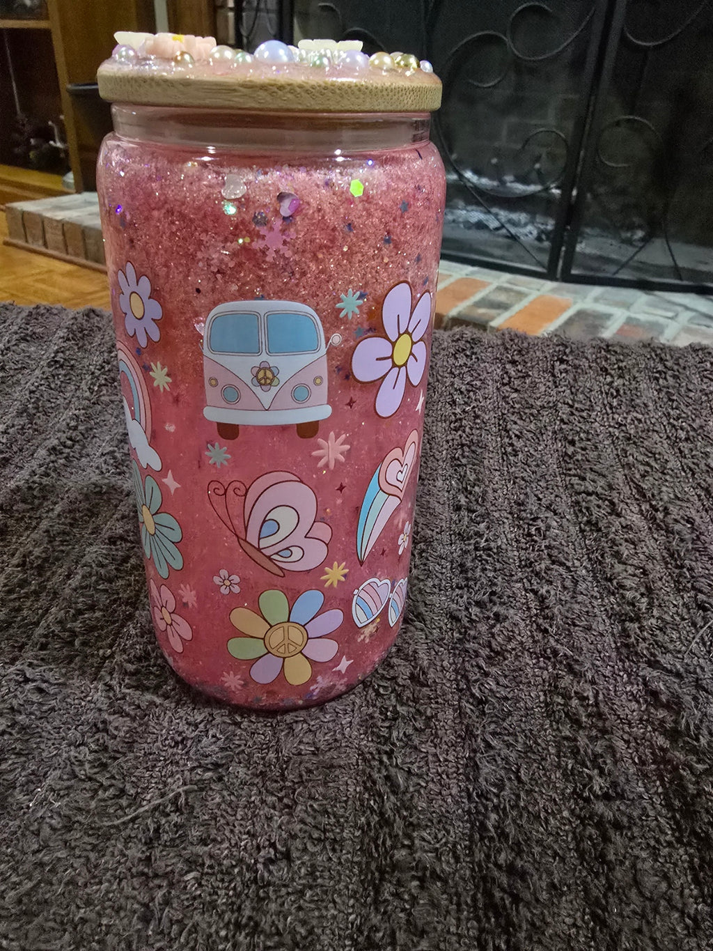 16oz Glass "Jesus Fills My Cup" Snow Globe Tumbler