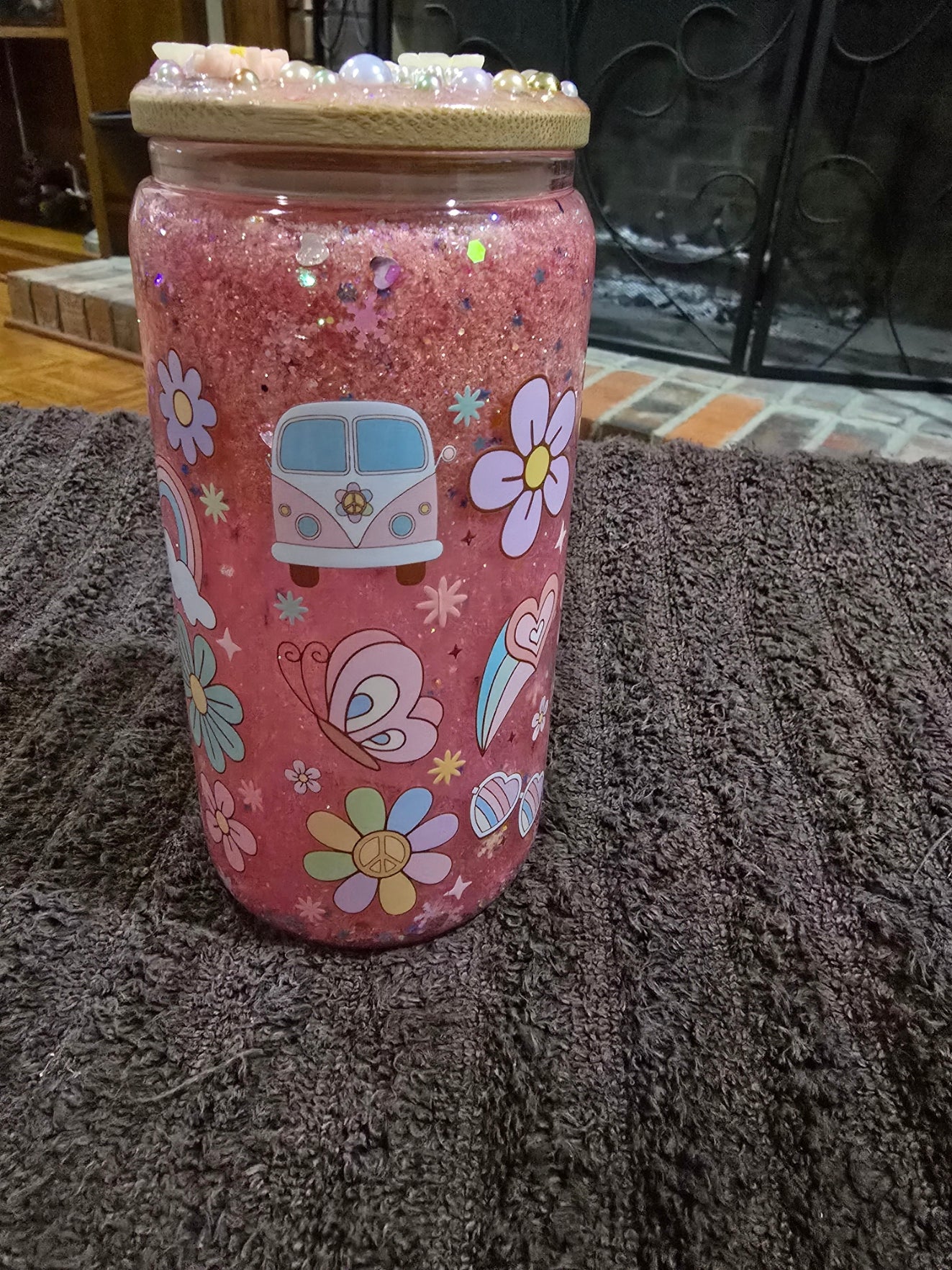 16oz Glass "Jesus Fills My Cup" Snow Globe Tumbler