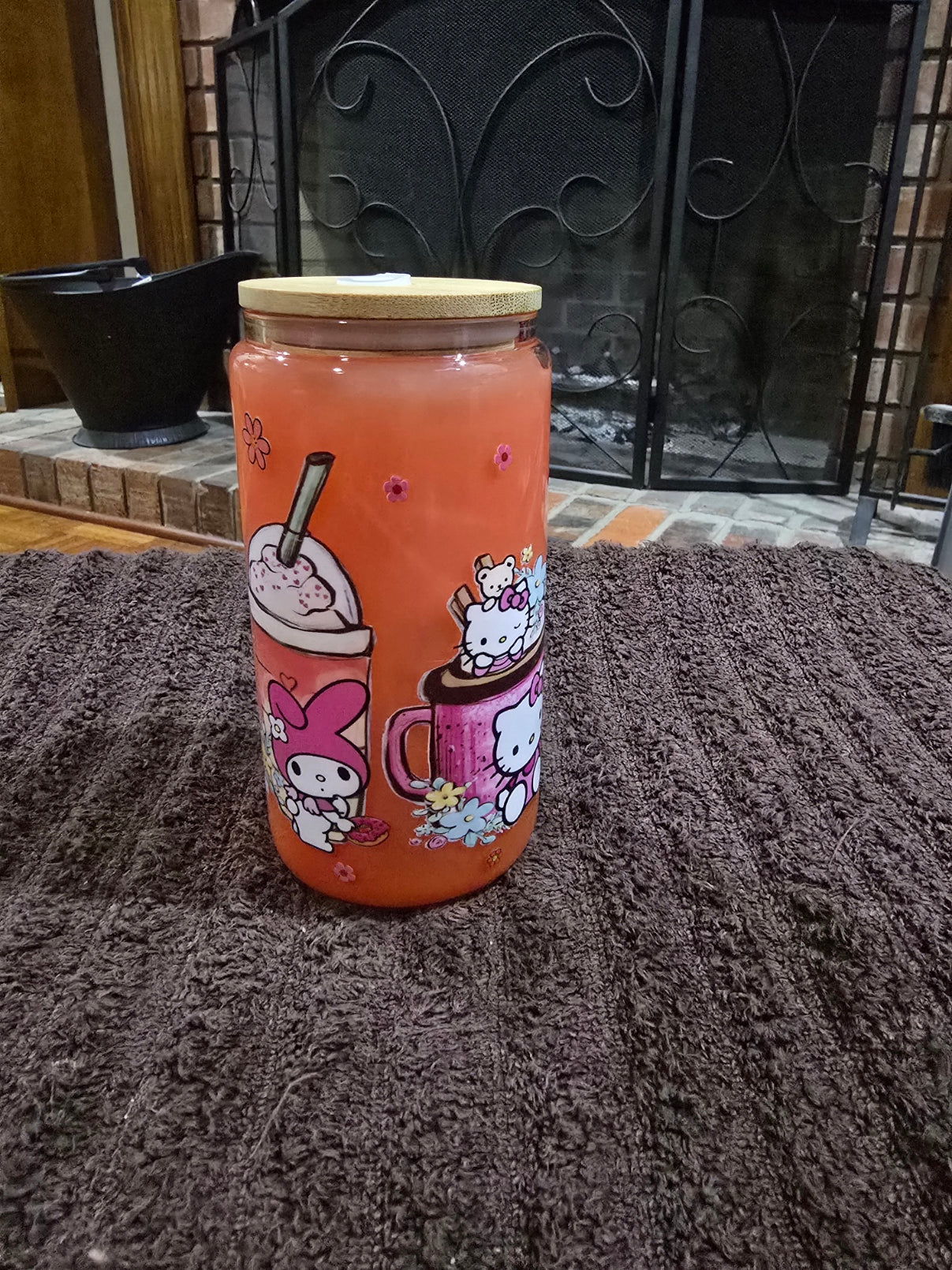 16oz Glass "Orange Coffee & Whipped Cream" Snow Globe Tumbler
