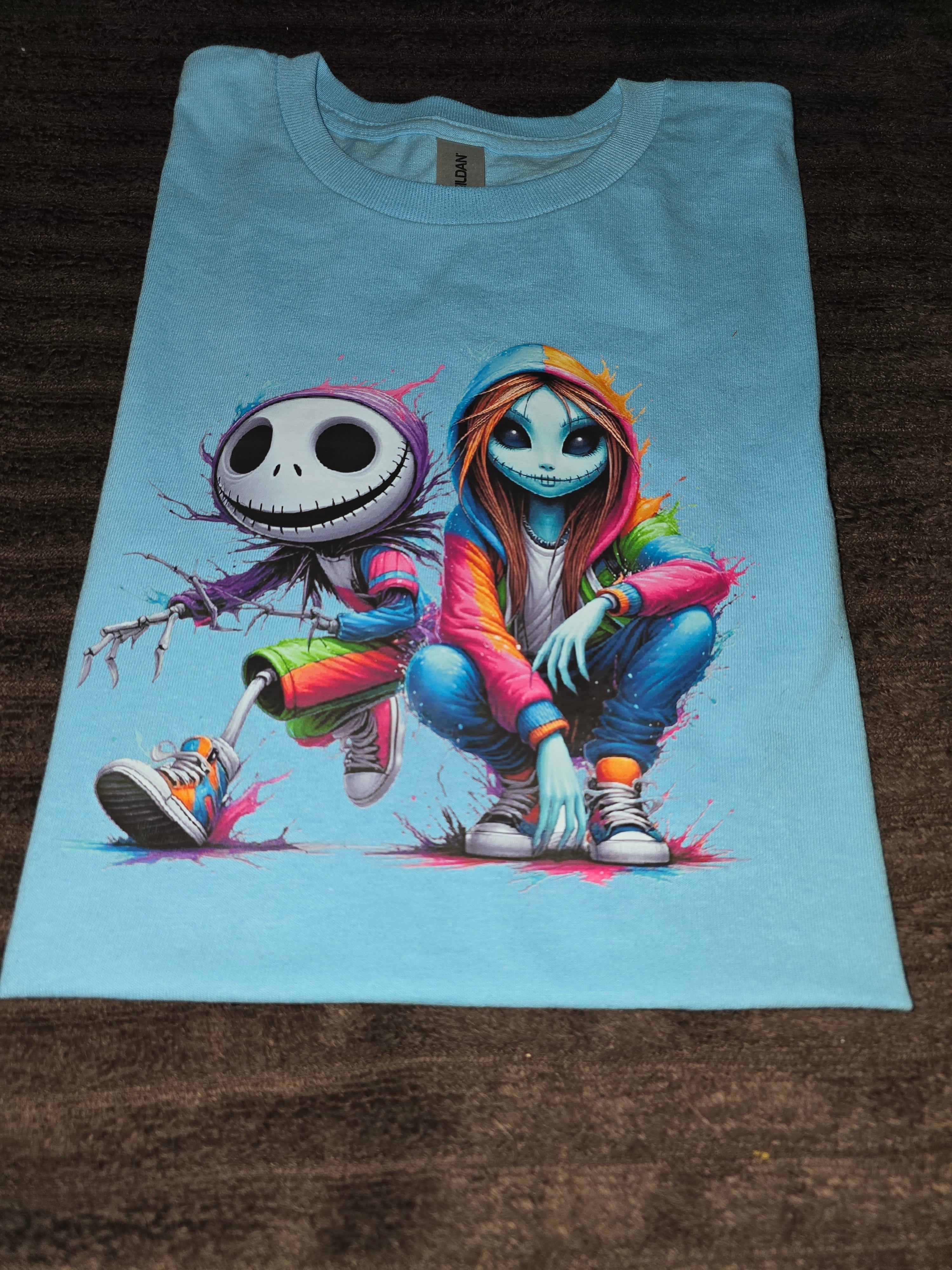 Color Splash Skeleton Duo” Graphic T-Shirt